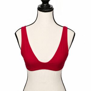 Quince Italian Plunge Bikini Top Womens Size XS Cherry Red NWT